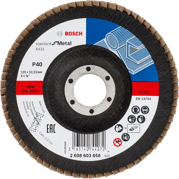 Bosch - 125 mm 40 Kum Standard Seri AlOX Flap Disk