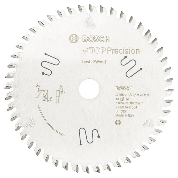 Bosch - Best Serisi Hassas Kesim Ahşap için Daire Testere Bıçağı 165*20 mm 48 Diş