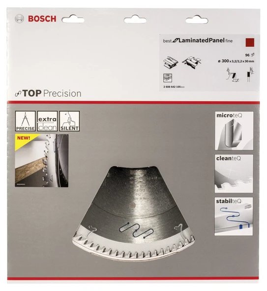 Bosch - Best Serisi Hassas Kesim Cilalı Plaka Malzemeleri için Daire Testere Bıçağı 300*30mm 96 Diş - 2
