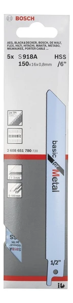 Bosch - Basic Serisi Metal için Panter Testere Bıçağı S 918 AF - 5'li - 2