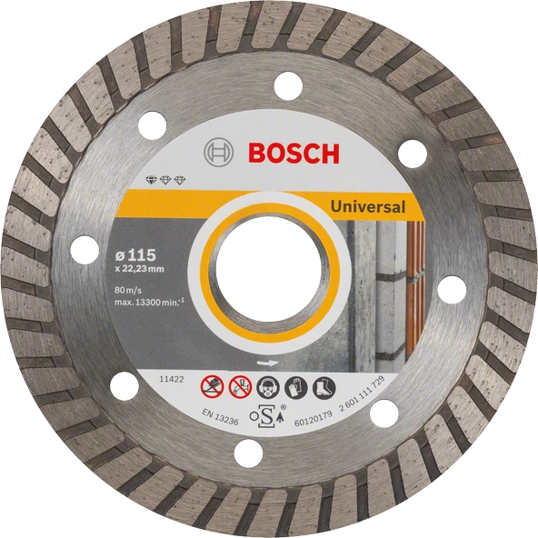 Bosch - Standard Seri Genel Yapı Malzemeleri İçin Turbo Segmanlı Elmas Kesme Diski 115 mm