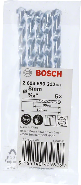 Bosch - cyl-1 Serisi, Beton Matkap Ucu 8*120 mm 5'li Paket - 2