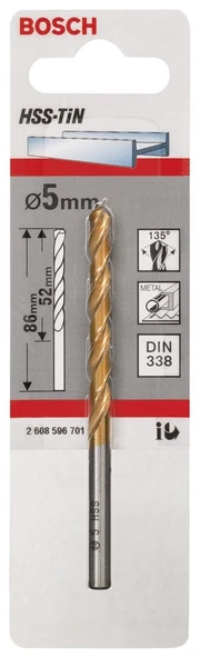 Bosch - HSS-TiN Metal Matkap Ucu 5*86 mm - 2