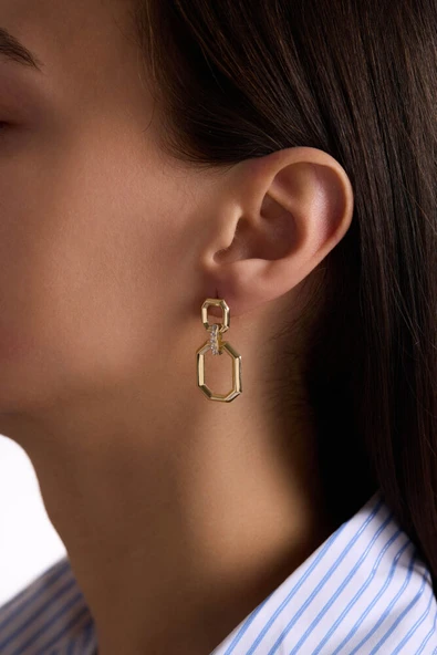 Collection 14 Ayar Altın Sparkle Küpe İtaly - 2