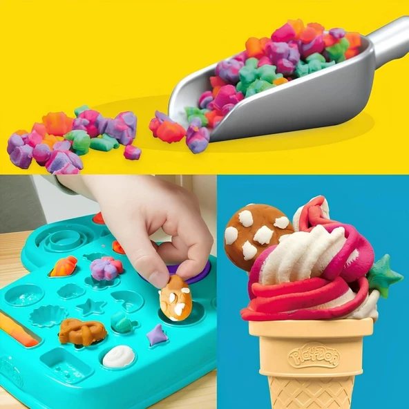 Nessiworld Hasbro Play-Doh Gökkuşağı Girdaplı Dondurma Oyun Seti G0028 - Resim 3