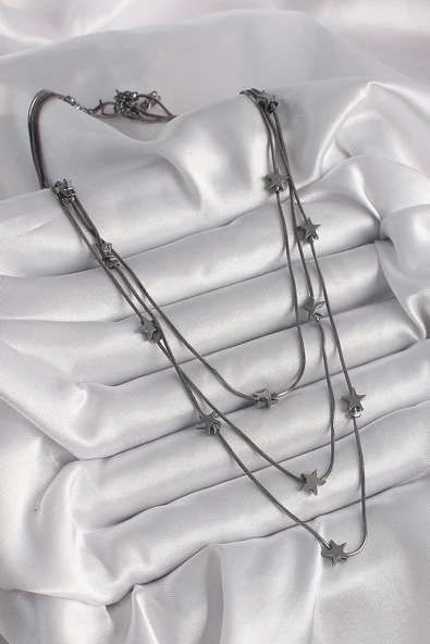 Pirinç Füme Renk 3'Lü Yıldız Model Kadın Kolye - 2