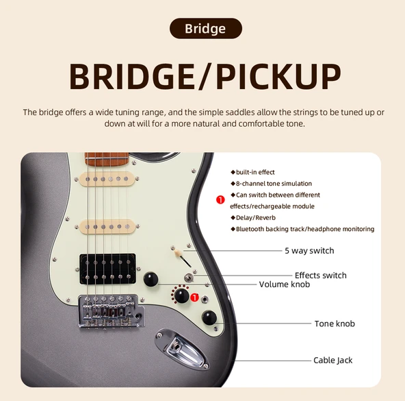 SMİGER EFEKTLİ ELEKTRO GİTAR L-G2-İ3 HFBF - Resim 5