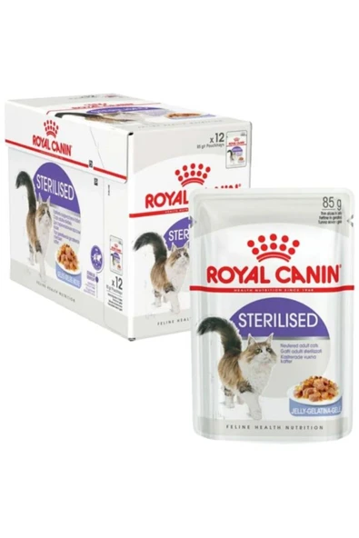 Roya  Sterilised Kısır Kedi Yaş Mama 12 Adet X 85 gr Jelly Pouch Jel - Resim 3