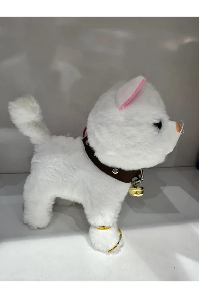 Kedi Tasmalı Kumandalı Yürüyen Sevimli Kedi Peluş Kedi Tasmalı Kedi Beyaz - 3