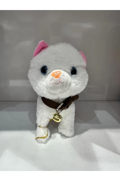 Kedi Tasmalı Kumandalı Yürüyen Sevimli Kedi Peluş Kedi Tasmalı Kedi Beyaz