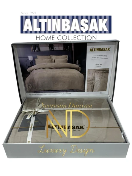 Altınbaşak Jakarlı Saten Çift Kişilik Nevresim Takımı