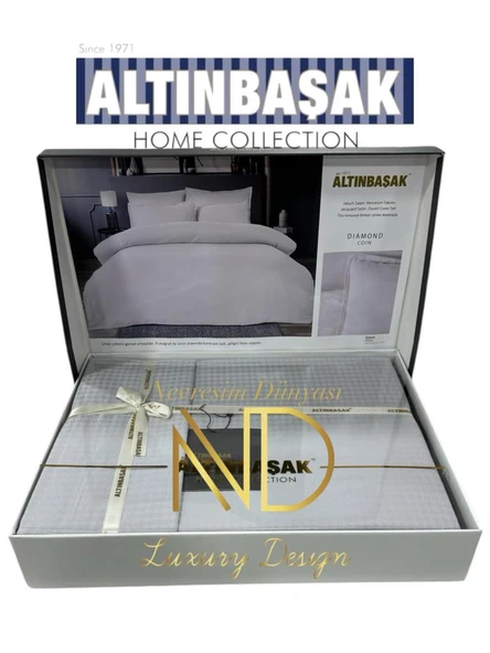 Altınbaşak Jakarlı Saten Çift Kişilik Nevresim Takımı Dıamond Coin ürün görseli