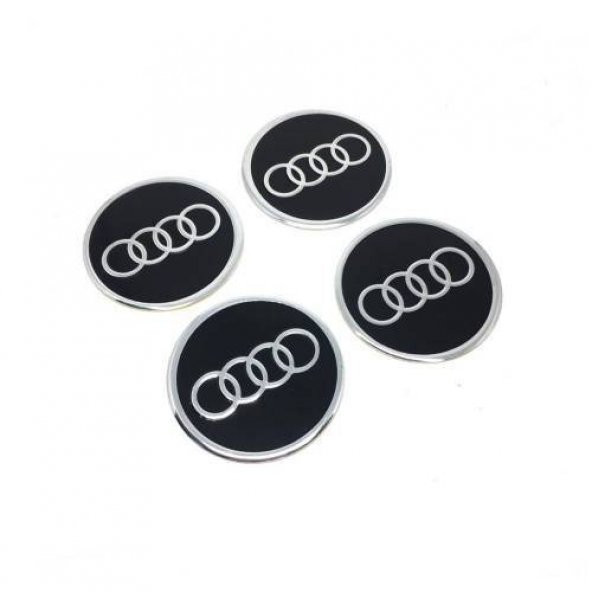 Audi Alüminyum Yapıştırma Jant Göbeği Siyah 4lü 60mm