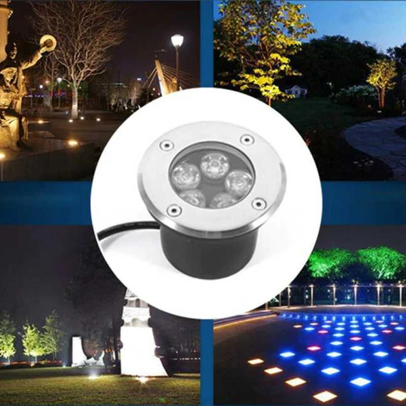 Sıva altı Led Armatür dekoratif ışık show gösteri yol aydınlatma açık alan enerji tasarruflu Yuvarlak zemin Doğal Beyaz 4000K A-1405 1W 220V - 3