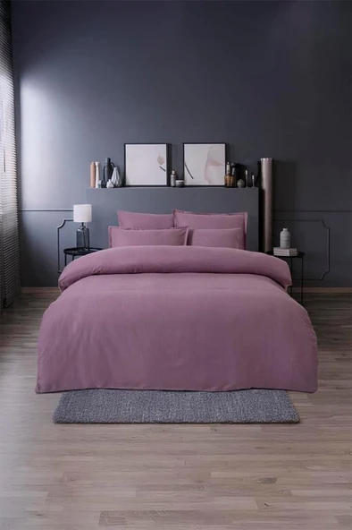 Altınbaşak Jakarlı Saten Çift Kişilik Nevresim Takımı Dıamond Puce - Resim 2