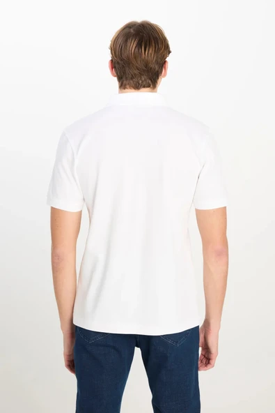 Lee %100 Pamuk Regular Fit Normal Kesim Kırık Beyaz Polo Yaka Tişört - Resim 5
