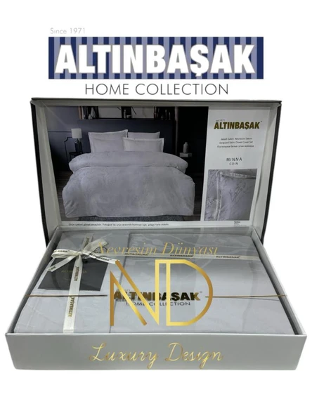 Altınbaşak Jakarlı Saten Çift Kişilik Nevresim Takımı Minna Coin ürün görseli