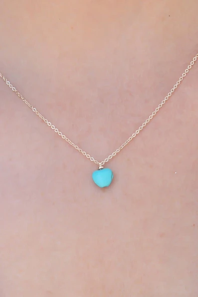 Gold Renk Mavi Boncuk Figür Kadın Kolye - Resim 2