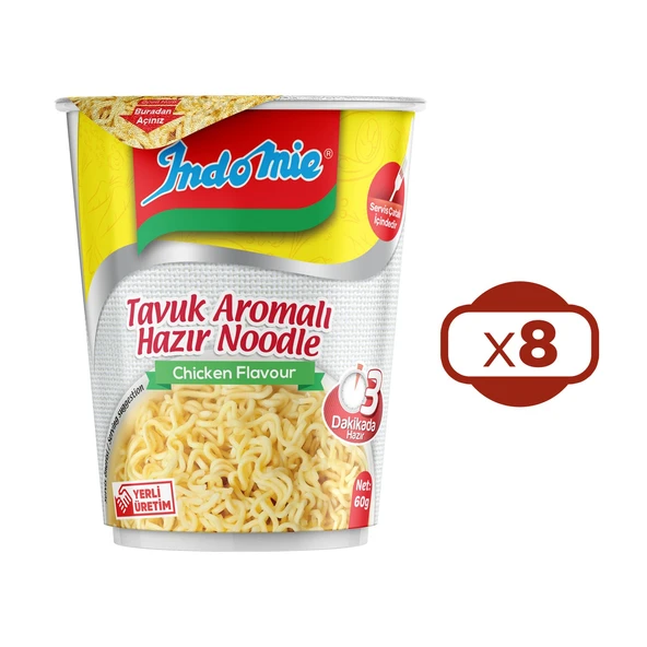 Indomie Noodle Tavuk Çeşnili 60 gr Bardak x 8 Adet - 2