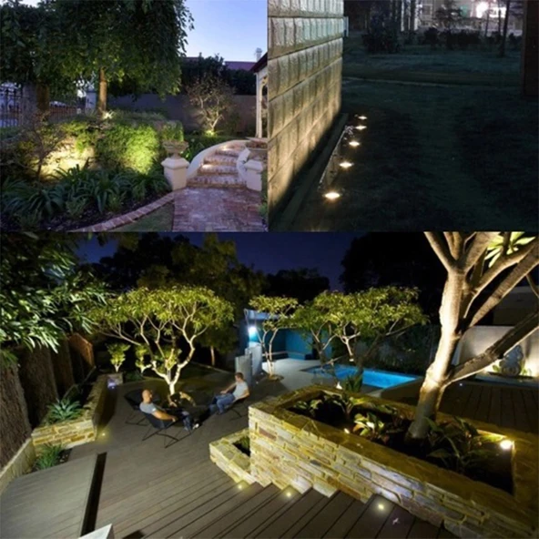 Sıva altı Led Armatür dekoratif ışık show gösteri yol aydınlatma açık alan enerji tasarruflu Yuvarlak zemin Doğal Beyaz 4000K A-1402 6W 220V - 4