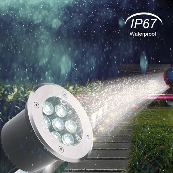 Sıva altı Led Armatür dekoratif ışık show gösteri yol aydınlatma açık alan enerji tasarruflu Yuvarlak Zemin Doğal Beyaz 4000K A-1403 9W 220V - 12