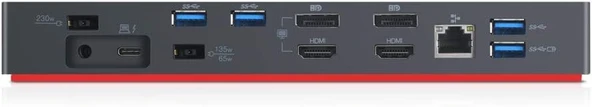 Lenovo ThinkPad USB-C Thunderbolt 3 Dock Gen2, 135W, 16 bağlantı noktası, siyah (40AN0135EU) - 4