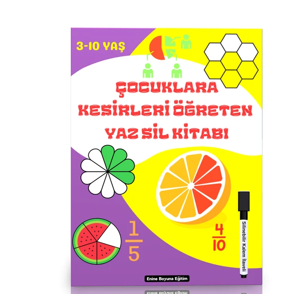 Çocuklara Kesirleri Öğreten YAZ-SİL Kitabı