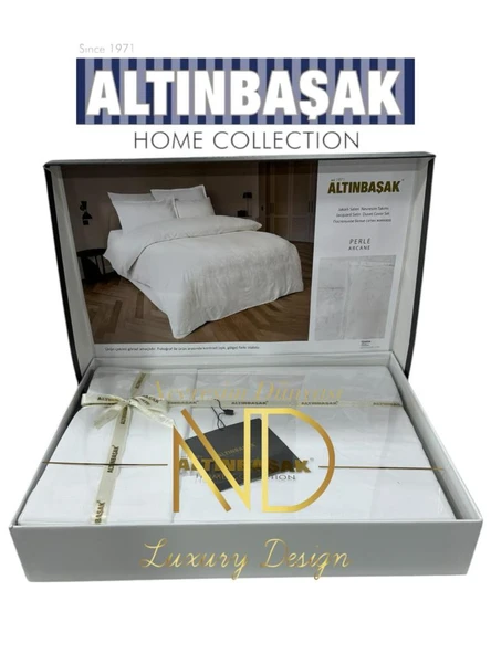 Altınbaşak Jakarlı Saten Çift Kişilik Nevresim Takımı Perle Arcane