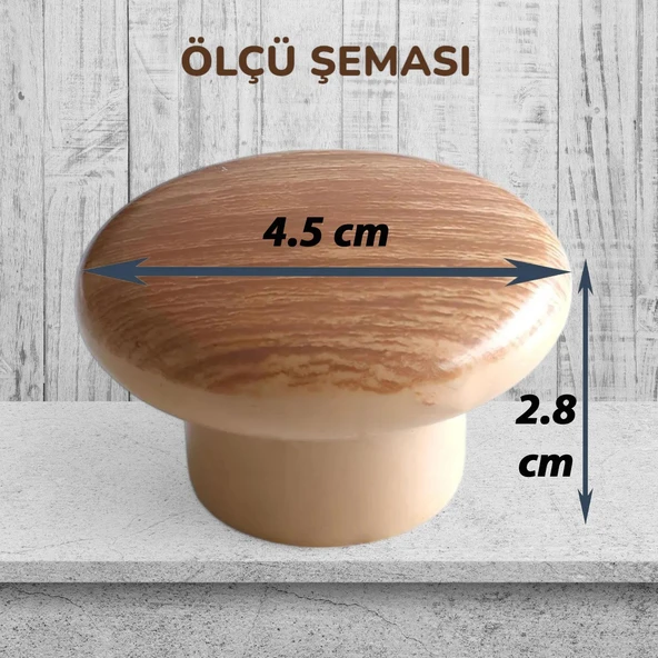 8 Adet Bihe Plastik Çanak Mantar Kulp Ceviz Düğme Mobilya Mutfak Dolap Dolabı Çekmece Kulbu Kulpları - Resim 3