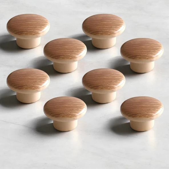 8 Adet Bihe Plastik Çanak Mantar Kulp Ceviz Düğme Mobilya Mutfak Dolap Dolabı Çekmece Kulbu Kulpları - Resim 8