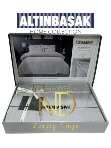 Altınbaşak Jakarlı Saten Çift Kişilik Nevresim Takımı Adelya Puce