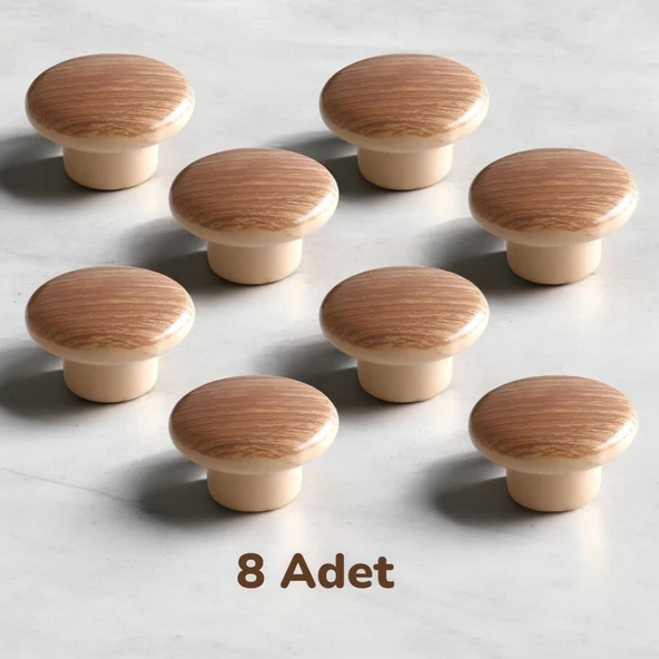 8 Adet Bihe Plastik Çanak Mantar Kulp Ceviz Düğme Mobilya Mutfak Dolap Dolabı Çekmece Kulbu Kulpları ürün görseli 1