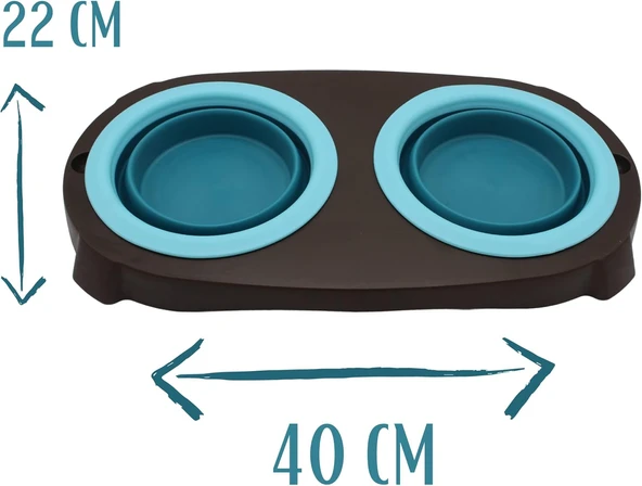 Katlanabilir Çift Bölmeli Mama ve Su Kabı - Ergonomik ve Portatif Tasarım - 3