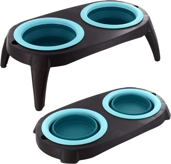Katlanabilir Çift Bölmeli Mama ve Su Kabı - Ergonomik ve Portatif Tasarım - 8