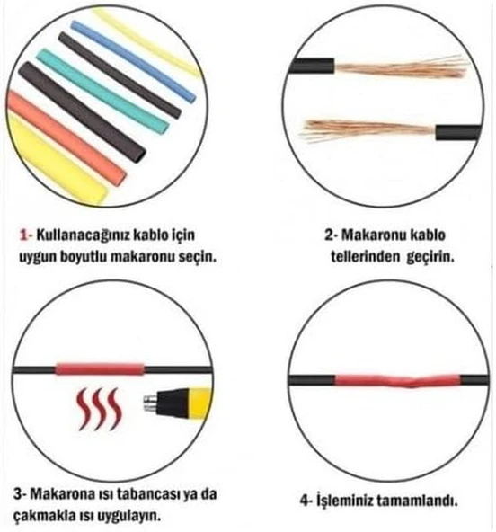 560 Parça Isıyla Daralan Makaron Kablo Koruyucu Seti - Kutulu, Isıya ve Suya Dayanıklı - 4