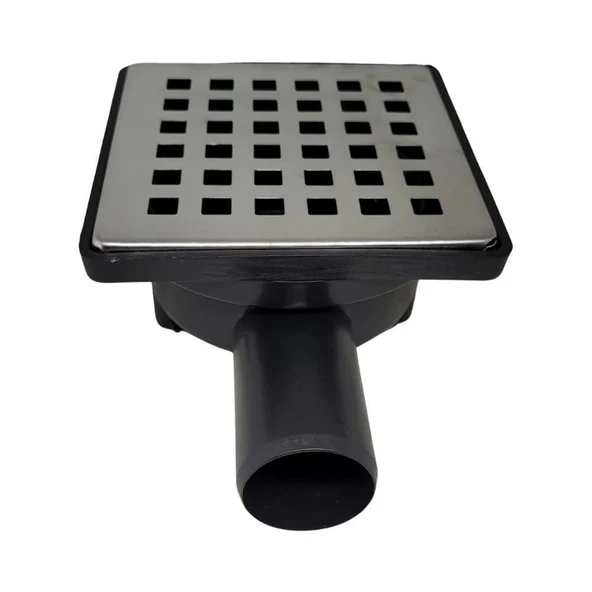 DUXXA 10x10 cm Yer Süzgeci – 32 mm Yandan Çıkışlı Paslanmaz Izgaralı - 2