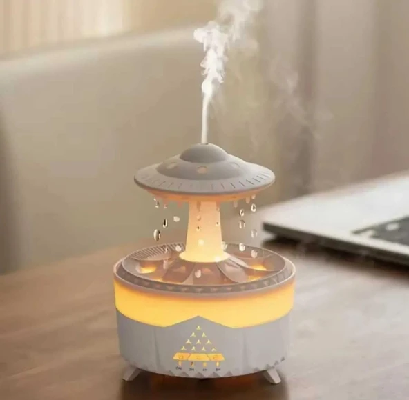 UFO Şekilli Aromaterapi Hava Nemlendirici  350 ml LED Işıklı Ultra Sessiz Buhar Makinesi, Kumandalı