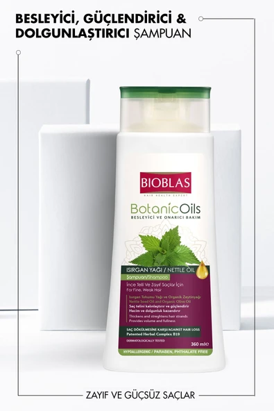 Bioblas Botanic Oils Isırgan Yağı İnce Telli ve Zayıf Saçlar İçin Şampuan 360 ml - 2