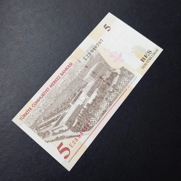 Escoines Koleksiyon 3996367e457680812e E23 5YTL ÇİL 8.Emisyon Yeni Türk Lirası eski kağıt para 5 YTL - Resim 5