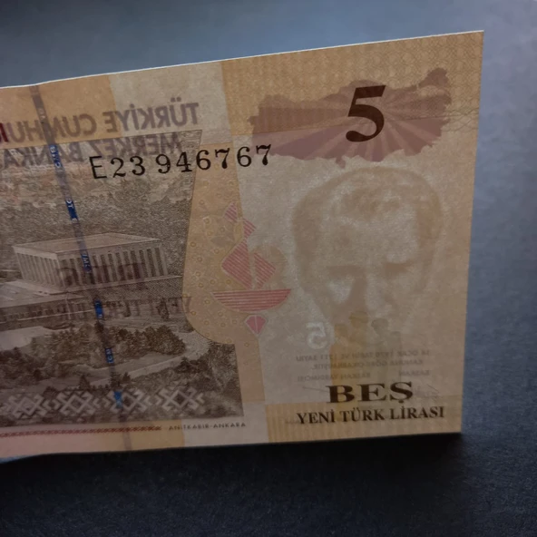 Escoines Koleksiyon 3996367e457680812e E23 5YTL ÇİL 8.Emisyon Yeni Türk Lirası eski kağıt para 5 YTL - Resim 8