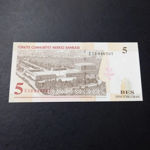 Escoines Koleksiyon 3996367e457680812e E23 5YTL ÇİL 8.Emisyon Yeni Türk Lirası eski kağıt para 5 YTL - Resim 2