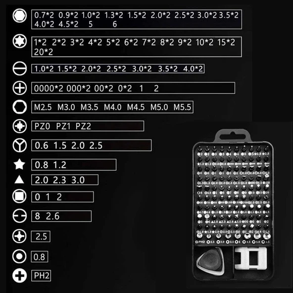 115 Parça Manyetik Tornavida Seti , Profesyonel Onarım Kiti, Laptop, Telefon, Saat Tamiri İçin - 4