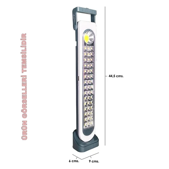 Şarjlı Işıldak 45w 45 Smd +1 Cob Power Ledli Solar Şarjlı Micro Şarj Girişli - Resim 3