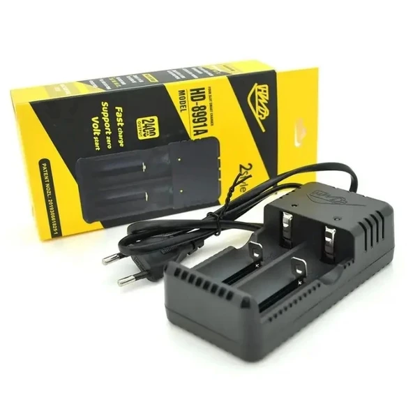 İkili 2li 26650-18650-16340 3.7V Li-On Pil Şarj Aleti Kablolu 220v Fişli Kablolu - 6