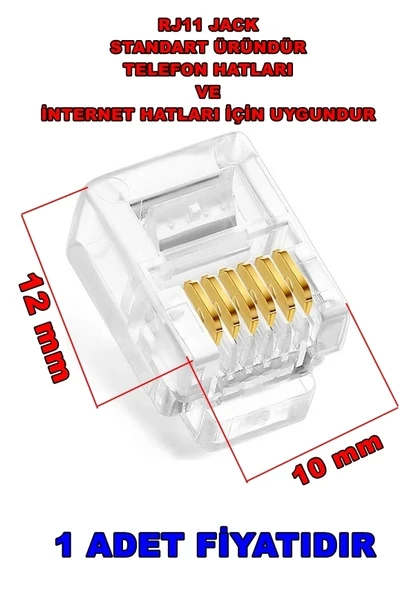 ENDER RJ11 Telefon Jakı Plug 6P 6C (Altı Pin Altı Kontak)