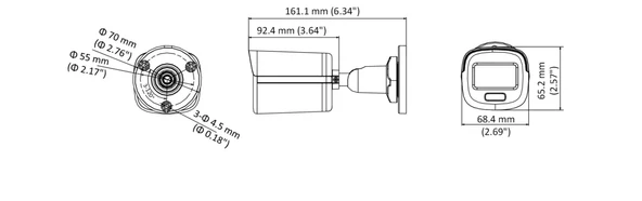 HIKVISION 3.6mm 2MP HD Gece Görüşlü Renkli Colorvu Bullet Kamera (İç ve Dış Mekana Uyumlu Dar Açı) IP67 1080P - 2