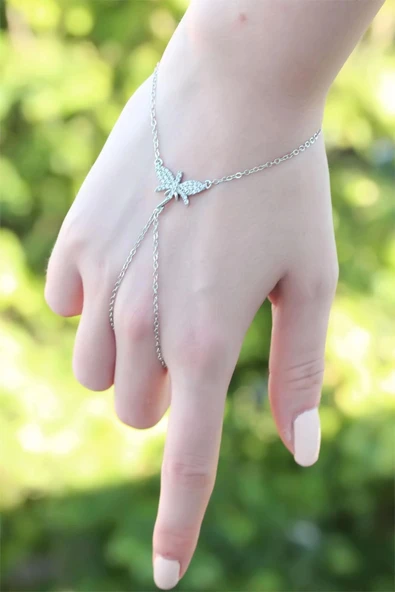 Yusufçuk Figürlü Zirkon Taşlı Silver Renk Şahmeran Bileklik - TJ-SN479-KS