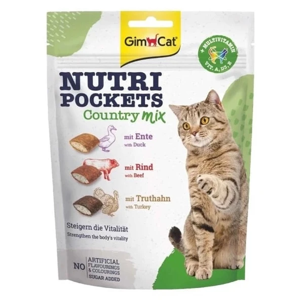 Gimcat Nutri Pockets Country Mix Multivitaminli Kedi Ödül Maması 150 Gr