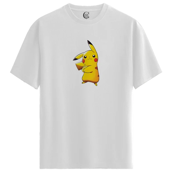 Pikachu Power - %100 Pamuklu Erkek Beyaz Tişört - Premium Quality ürün görseli