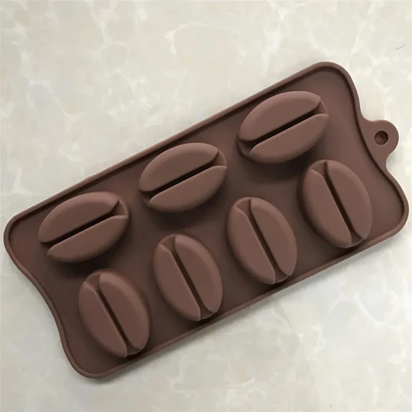 Silikon Kalıp Çikolata Ve Buz Büyük Kahve Çekirdeği Şeker Hamuru Kek Kalıbı 7 Li - 2
